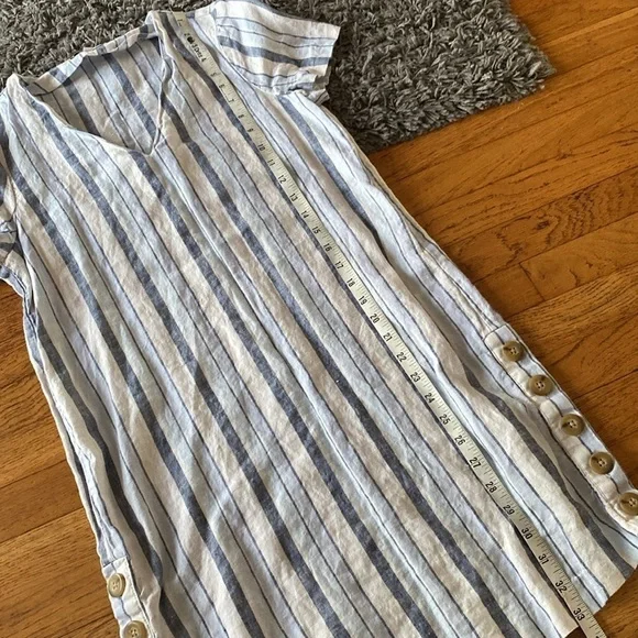 Madewell Linen Side-Button Striped Easy Dress Size XXS - Picture 9 of 16